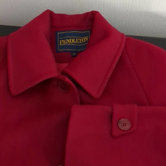 Pendleton Women's Merino Wool Brick Red Pea Coat - Picture 7 of 11